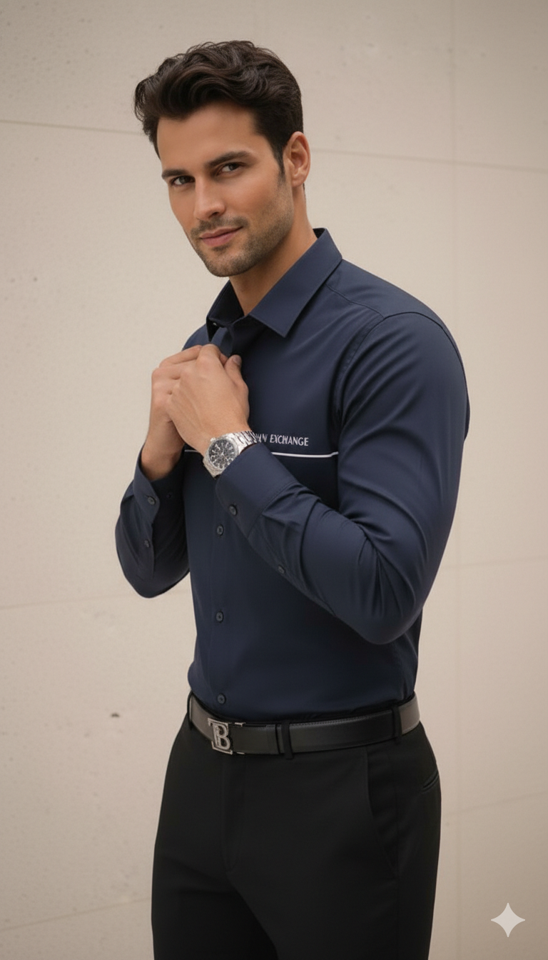 Drezola Navy Blue Premium Cotton Shirt for Men Premium Quality Shirt - Image 3