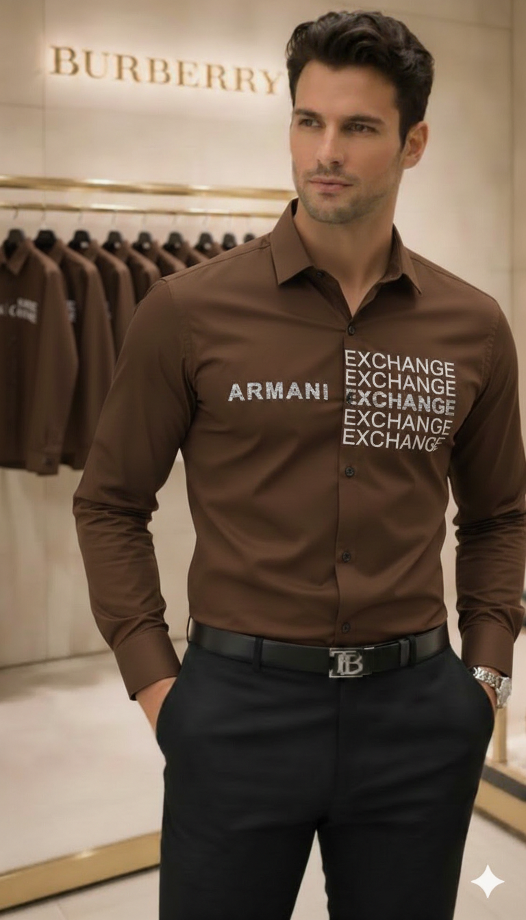 Originail Amrani Exchange Brown Elegant Men’s Shirt | Office Wear & Night Party - Image 6