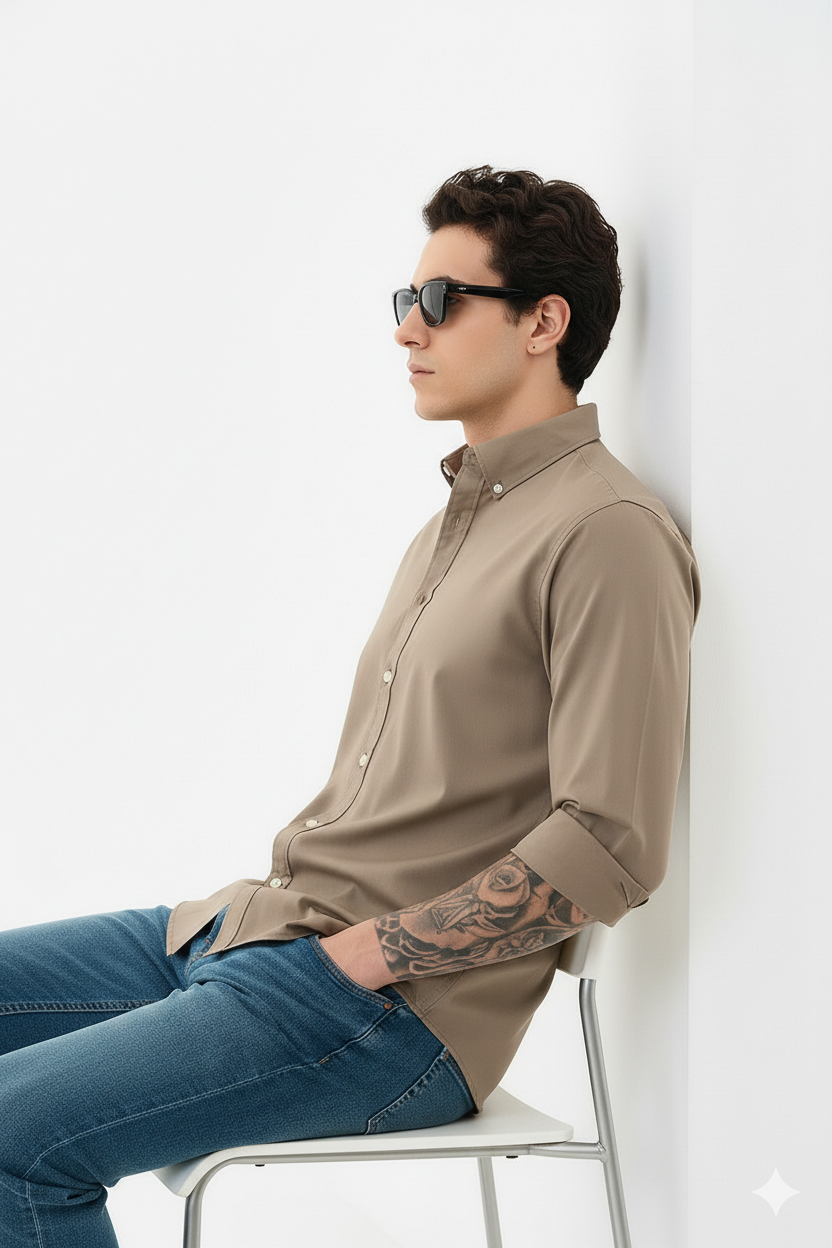 Ralph LaurenBest Oxford Men’s Classic Slim-Fit Button-Down Shirt – Beige Colour - Image 3