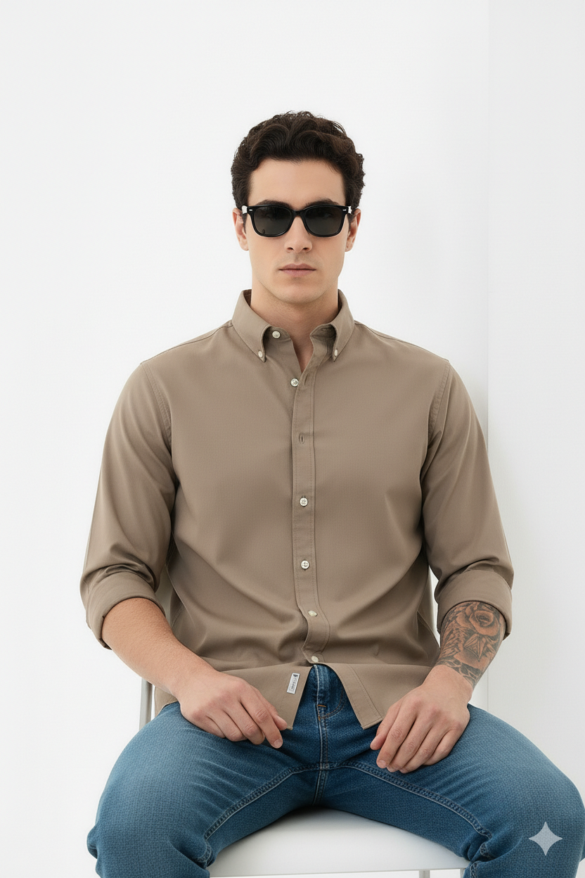Ralph LaurenBest Oxford Men’s Classic Slim-Fit Button-Down Shirt – Beige Colour - Image 4