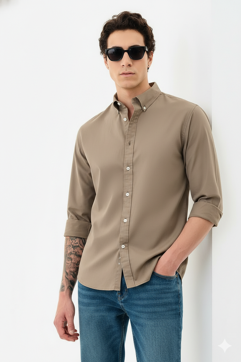 Ralph LaurenBest Oxford Men’s Classic Slim-Fit Button-Down Shirt – Beige Colour - Image 2