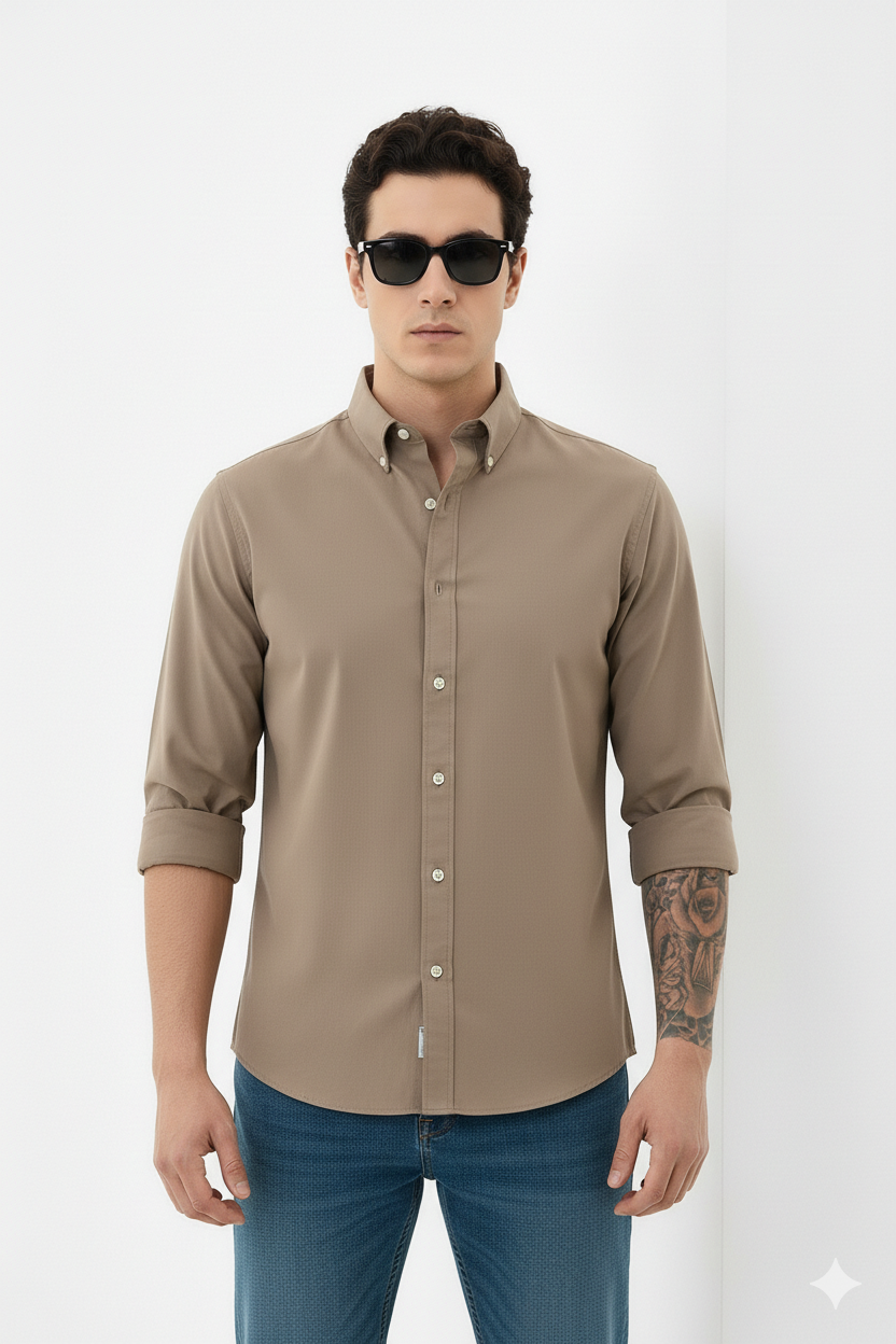 Ralph LaurenBest Oxford Men’s Classic Slim-Fit Button-Down Shirt – Beige Colour - Image 5