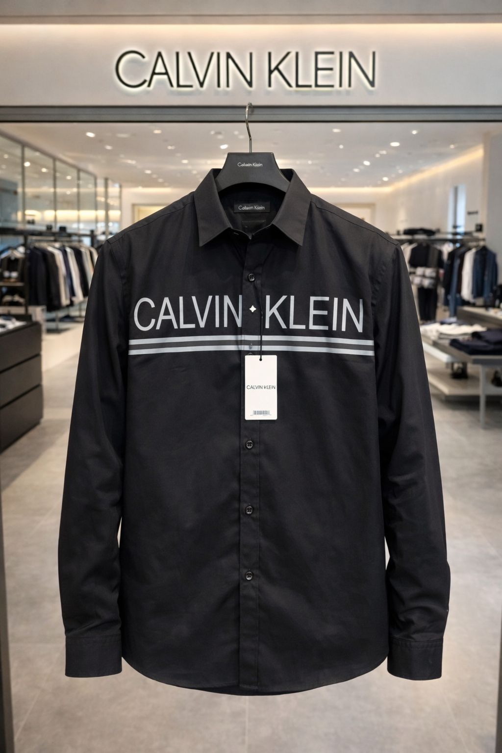 Premium Men’s CK Style Black Premium Cotton Shirt with Bold Chest Print | Slim Fit Party Wear - Image 2