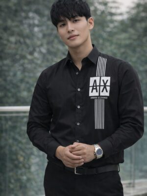 Premium Drezola Men’s Black Signature Logo Shirt | Slim Fit Premium Cotton |