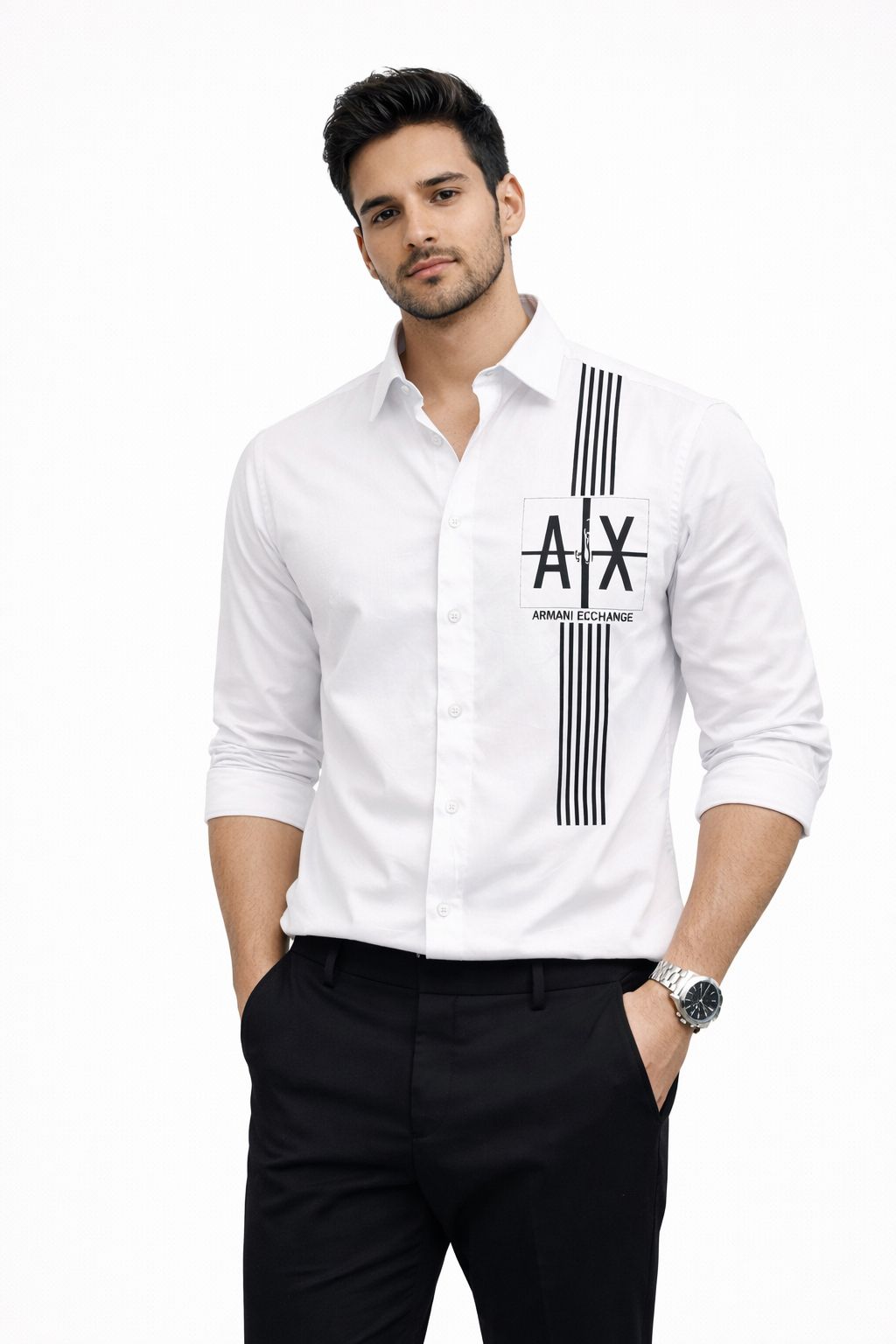 Premium Branded Drezola Men’s White Signature Logo Shirt | Slim Fit Premium Cotton | Formal & Smart Casual Wear - Image 2