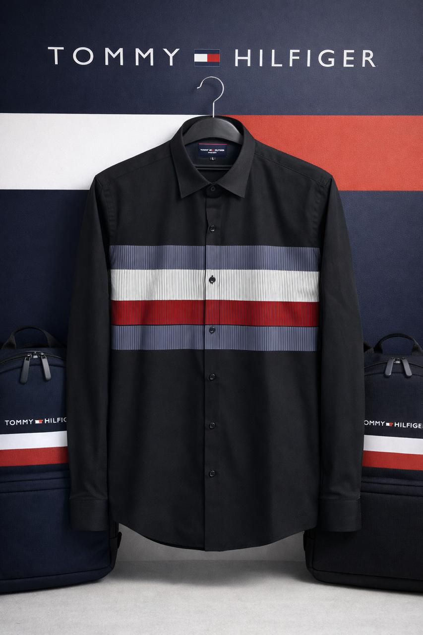 Tommy Hilfiger Men’s Blue Striped Cotton Shirt | Slim Fit | Premium Casual & Formal Wear