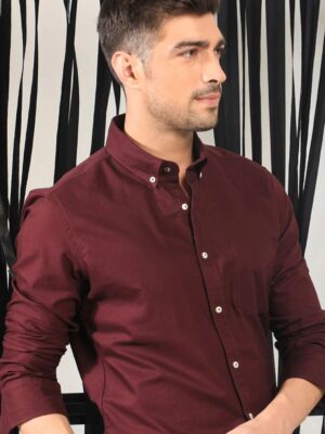 Ralph LaurenBest Oxford Premium  Wine MaroonMen’s Cotton Casual Shirt