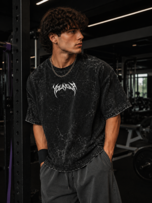 Men’s Oversized Acid Wash Gym Streetwear T-Shirt | Premium Drop Shoulder Graphic Tee