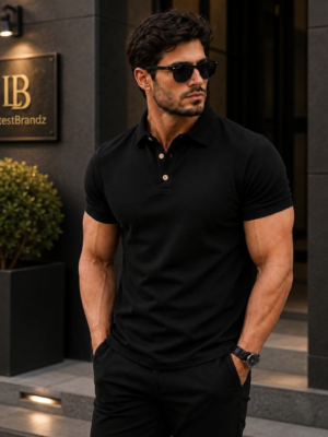 Men’s Premium Black Polo T-Shirt – Slim Fit Casual Wear